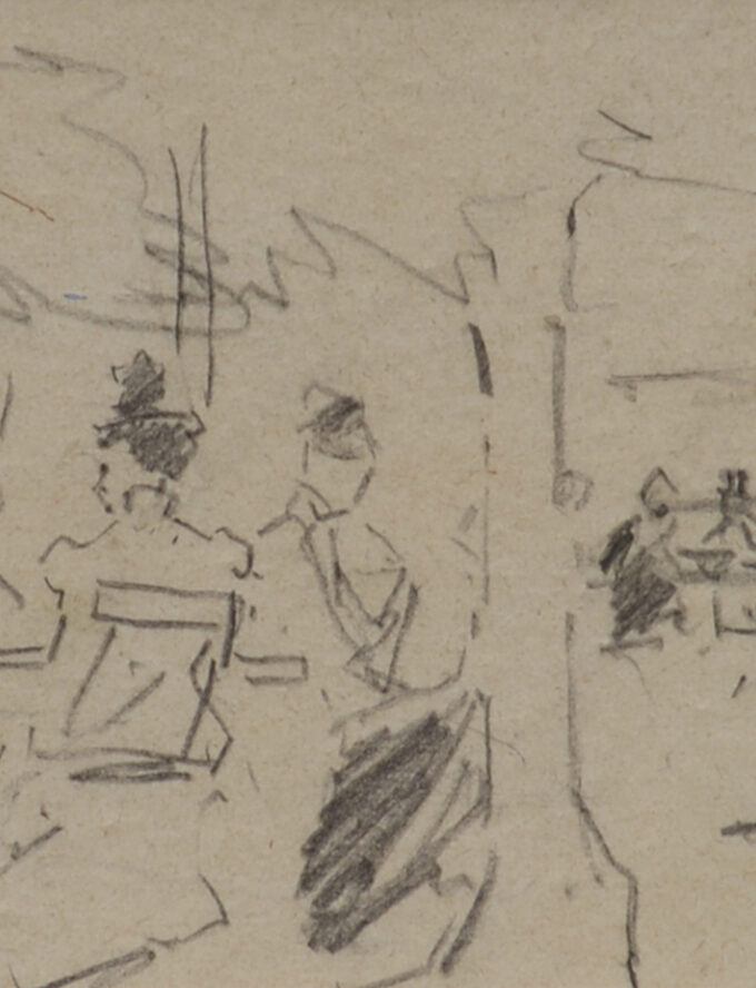 tekening van dames op een terras